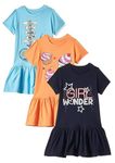 T2F Girl's Cotton A-Line Knee-Length Casual Dress (DRZ3P01_Aqua+Navy+Lt.org_6-7 Years)