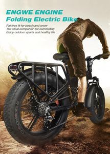 ENGWE Folding Electric Bike 20x4 – Black, Compact E-Bike
