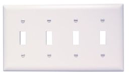 Pass & Seymour TP4WCC10 Trade Master Nylon Wall Plate with Four Toggle Switch Openings, Four Gang, White