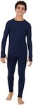 Cuddl Duds Boys Fleece-Lined Thermal Underwear 2-Piece Set - Kids Long Sleeve Top and Leggings Long Johns - UV Protection 50+ Peacoat Navy - Small