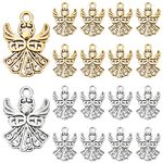 PH PandaHall 80pcs Angel Charm Guardian Angel Pendants Tibetan Style Spacer Beads for Bracelet Necklace Jewellery DIY Craft Making Gife Decor, Antique Golden/Antique Silver