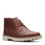 Clarks Men's Overdale Mid Chukka Boot, Dark Tan Leather, 9.5