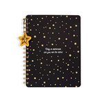 DOODLE B5 Hardbound Wiro Notebook with Theme Based Dangler, 160 Undated Ruled Pages, 80gsm Acid Free Recyclable Paper, Open Flat and Write Comfortably, 2 Sticker Sheets(Twinkling Stars)