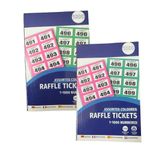 ZYBUX - 2 x Cloakroom and Raffle Tickets Books 1-1000 Tombola Draw Numbered Charity Events Prize Draw Lucky Draw (Assorted Colours)