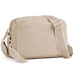 Roulens Small Crossbody Bag with 3 Zip Compartments,Vegan Leather Phone Bag for Women,Shoulder Bag with Adjustable and Removable Wide Strap