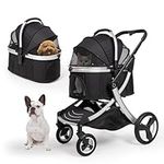 Betsocci Pet Stroller for dogs and cats zipperless with cat storage basket one-hand folding device dog stroller