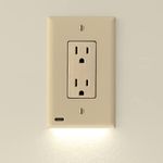 Single - SnapPower GuideLight 2 for Outlets [for Standard Decor, Not GFCI outlets] - Night Light - Electrical Outlet Wall Plate with LED Night Lights - Automatic On/Off Sensor - (Décor, Ivory)