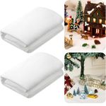 Christmas Artificial Snow Blanket 2 Pack, 80 x 240cm Artificial Cotton Snow Roll for Christmas Decorating, White Soft Fluffy Fake Snow Cover for Creating a Winter Wonderland Village Crafts Backdrop