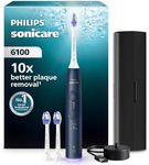 Philips Sonicare 6100 Electric Toothbrush, Sonic Toothbrush with 2 Brushing Modes and 3 Intensity Levels, Pressure Alert, EasyStart, SmarTimer, Travel Case, Navy, Model HX7403/01 [New Technology]