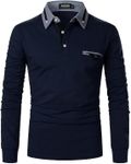 AIOIDI Mens Long Sleeve Golf Polo Shirts for Adults,Blue,M