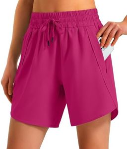 Ksmien Women's 5"/7" Athletic Running Shorts Quick Dry with Zipper Pockets
