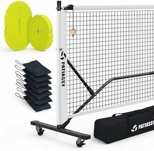 Patiassy Pickleball Net Set with Wheels and Pickleball Court Marking Kit 22 FT Regulation Size Portable Pickleball Nets with Net Tension Adjuster, 8 Sandbags for Outdoor Indoor Driveway (White)