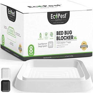 Bed Bug Interceptors - 8 Pack | Bed Bug Blocker (XL) Interceptor Traps (White) | Extra Large Insect Trap for Bed Legs | No Chemicals or Pesticides | Monitor, Detector, and Trap for Bed Bugs