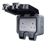 BG Electrical WP24-01 Double Outdoor Weatherproof Unswitched Socket, IP66 Rated, 13 Amp, Grey