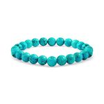 Bling Jewelry Semi Precious Stabilized Turquoise Round Bead 8MM Stretch Bracelet for Women Men Teen Unisex Single Strand Stackable