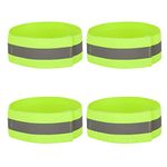 4PCS High Visibility Armbands, Elasticated Ankle Bands Hi Vis Reflective Running Armbands Wristbands Slap Armbands Reflector Strips Safety Bands For Running Walking Cycling Jogging Nigh Outdoor Safety