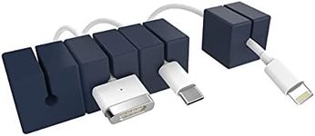 Function101 Cable Blocks - 4 Pack - Navy Color - Weighted and Magnetic Cord Holder/Cable Organizer - Flexible Silicone Blocks for Desk, Home, Office, Nightstand