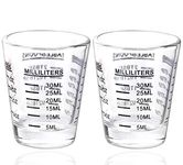 Shot Glasses Measuring Cup Espresso Shot Glass Liquid Heavy Glass Wine Glass 2 Pack 26-Incremental Measurement 1oz, 6 TSP, 2 TBS, 30ml (2 Pack-Black)