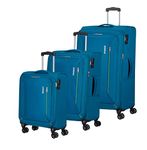 American Tourister Hyperspeed 4-Wheel Suitcase Set 3-Piece, Deep Teal, Standard Size, Luggage Sets