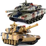 Supdex 1/24 RC Battle Tank Set, Remote Control USA M1A2 and Ger Leopard II Army Tank That Shoots for Kids and Adults, 2.4G Tank Model Toy for Boys Age 6+ Year Old with Sound Effects, Lights and Smoke