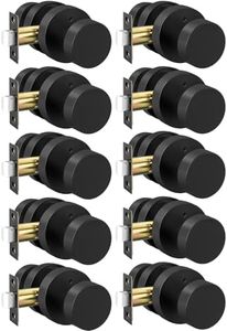 Haidms Black Door Knobs Interior, Heavy Duty Zinc-Alloy Privacy Door Knob, Matte Black Interior Door Knobs for Bedroom & Bathroom, Round Ball Design with Emergency Unlock(10 Pack)