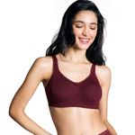 NYKD Encircled with Love Everyday Cotton Bra for Women Non Padded, Wirefree, Full Coverage - Side Support Shaper - Bra, NYB169, WINDSOR WINE, 34D, 1N