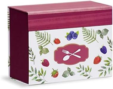 Mareli Scatola Ricettario con 60 schede illustrate da compilare con proprie Ricette e 6 divisori con Disegno pietanze, Carta, Bordeax, 22,5x11x17