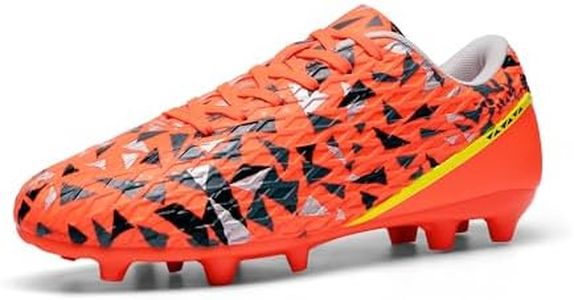 DREAM PAIRS Men's Soccer Cleats Adult Football Shoes Lace-Up Firm Groud Athletic Outdoor Trainning Soccer Shoes,Size 9,Orange/Dark Grey,SDSO26001M