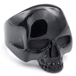 TEMEGO Jewelry Mens Stainless Steel Ring, Vintage Gothic Skull Band, Black