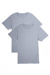 Fishers Finery Men's Multi Pack Crew Neck Cotton Undershirts (Sky, S 2pk)