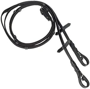 HORZE Slender Grippy Horseback Riding English Web Reins with Hand Stops - Black - Horse