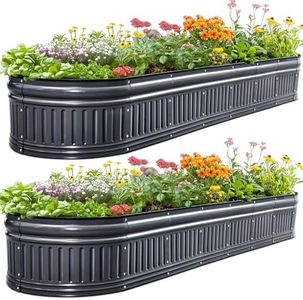 KING BIRD Raised Garden Bed Kit 2025 Upgraded Modular DIY Galvanized Planter Garden Box Outdoor for Gardening, Vegetables, Flowers, Elegant Roman Column Design, 94x24x24 in, Dark Grey