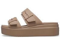 Crocs Women's Brooklyn Buckle Low Wedge Sandal, Latte, 6 UK