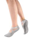 SEFLICA Women's Anti Bacterial Anti-Skid Quarter Length Yoga/Pilates/Dance/Ballet Made With Bamboo Cotton Walking & Bikram Fitness Socks With Grips. Set Of 1 (IN, Alpha, Free Size, 1, Grey)