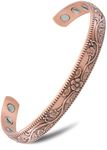 MagnetRX® Women's Copper Bracelet – Effective 99.9% Pure Copper Magnetic Bracelets for Women – Adjustable Womens Copper Cuff Bracelet Bangle (Floral Style)