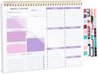 Weekly To Do List Notepad, Weekly Desk Planner with 52 Tear Off Sheets Undated Weekly Planner Habit Tracker & Productivity Organizer for Home School and Work, 8.5''x11'' -Purple