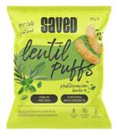 Saved Lentil Puffs - High Protein Savory Snack (25g x 18 Packs) Mediterranean Herbs, with Cricket Protein, 5g Protein Per Bag