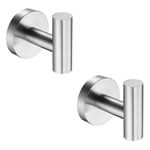 Nolimas Bathroom Towel Hooks SUS 304 Stainless Steel Coat Hook Round Clothes Towel Coat Robe Hook Cabinet Closet Door Sponges Holder for Bath Kitchen Garage Hotel,Wall Mounted, Brushed Nickel, 2Pack