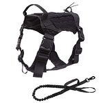 Spring.Rd Tactical Dog Harness Vest with Handle No-Pull Adjustable Military Working Dog Vest Dog Harness with Hook Loop Dog Harness for Dog Training Hunting Hiking Walking (Black, L)