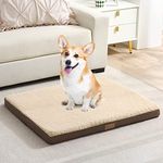 JOLLYVOGUE Large Dog Bed, Big Orthopedic Dog Beds with Removable Washable Cover, Egg Crate Foam Pet Bed Mats with Anti-Slip Bottom(Large,Brown, Up to 75 lbs)