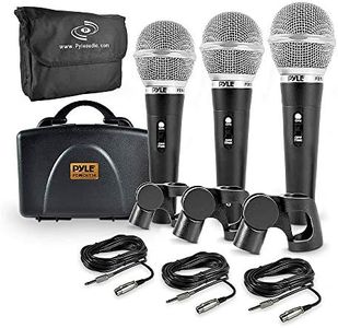 Pyle 3 Piece Professional Dynamic Microphone Kit Cardioid Unidirectional Vocal Handheld MIC with Hard Carry Case & Bag, Holder/Clip & 26ft XLR Audio Cable to 1/4'' Audio Connection (PDMICKT34),Black