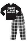 the pyjama factory I Paused My Game to Be Here Gaming Woven Long Pyjamas (9-10 Years) Black