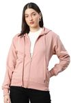 ADBUCKS Women's Solid Cotton Hooded Sweatshirt (in, Alpha, M, Peach)