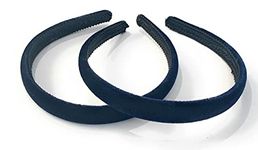 2 x Velvet Girls School Headband Alice band Hair Accessories - UK (Navy Blue)