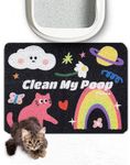 Lukamoo® Cute Cat Litter Mat (24’'x’16’’), Large, for Kitty Litter & Cute Cat Litter Box, Cat Accessories for Indoor Cats (Rainbow (Black)