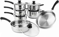 Chandler Stainless Steel Cookware Set, 13-piece Pots and Pans with Tempered Glass Lid - Cooking Set with Deep Pans, Saucepans & Pots Compatible for Family Meals (13-Pieces Stainless Steel)