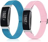 【2Pack】Dchao Elastic Watch Band Compatible with Fitbit Inspire 2 Bands/Inspire Bands/Inspire HR Bands, Woven Soft Nylon Sport Breathable Wristband Strap for Women Men Multiple Colors