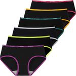 INNERSY Knickers for Women Multipack Cotton Ladies Briefs Sports Black Pants Underwear 6 Pack (12, Colourful Black)