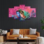 perpetual Radha Krishna Painting For Living Room | Set of 5 Wall Paintings For Wall/Home Decoration Living Room Bedroom Office Hotel Wall Art Dining Area Decor (k5z)