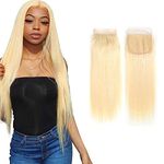 Forawme Brazilian Blonde Straight Hair Pre Plucked 613 Transparent Lace Closure 5X5 16 Inch Bleached Knots Closure Human Hair Pieces Free Shedding